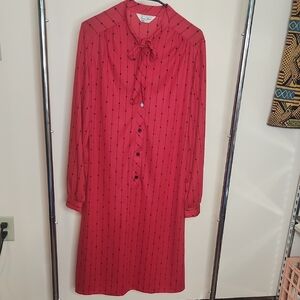 60/70's Red/Black Retro Long Sleeve Dress